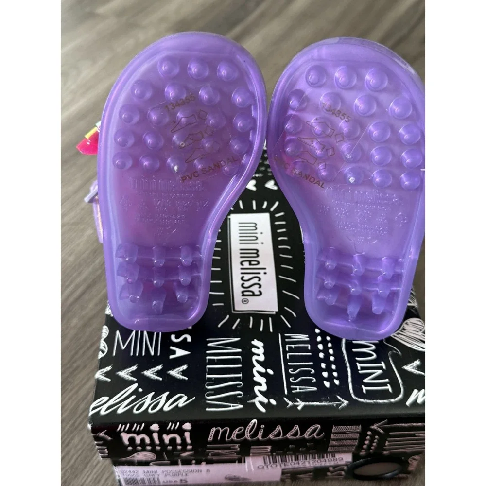 Mini Melissa Toddler Girls Sandal Size 5 Glitter Rainbow Star Possession II NIB